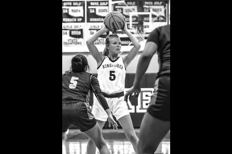 KHS SOPHOMORE Adlee Friesen had eight points, eight rebounds and four steals as the Lady Jackets downed Chickasha last Tuesday. [Photo by Chris Simon/www.simon- sports-photos.smugmug.com]
