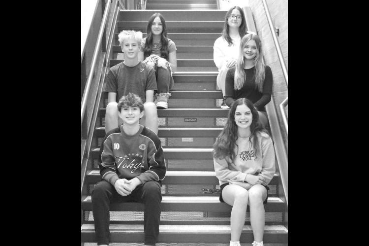 Okarche High School has announced the Students of the Month for May 2025. Students selected were (pictured above), top row, from left: senior Katy Creswell and junior Brianna Mollohan; middle row, sophomore Holden Schieber and freshman Emory West; and bot
