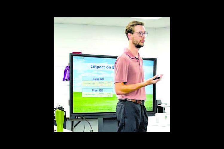 IDEAL IMPACT’S Noah Hines addresses the Hennessey school board Monday night. [Photo by Barb Walter]