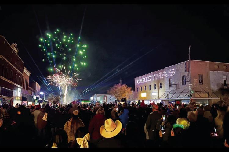 COWBOY CHRISTMAS IN K-TOWN – Thousands lined Main Street Saturday night, then filled it up as the Kingfisher Chamber of Commerce staged another spectacular Christmas parade that was followed by the fireworks and laser show. The theme of this year’s pa