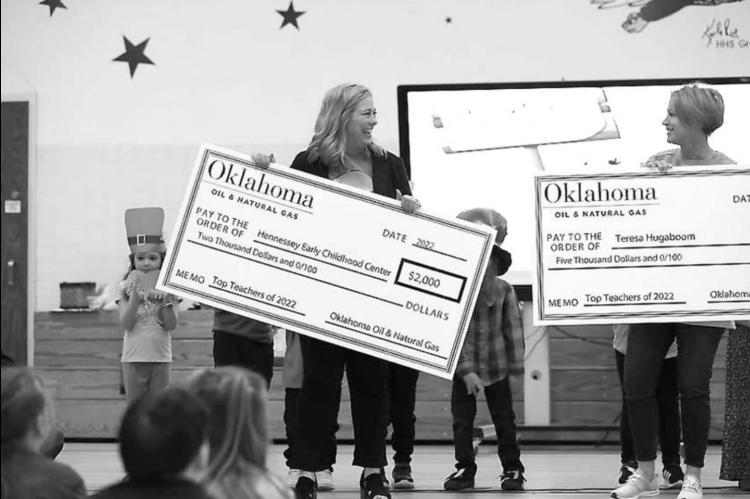 AND THE WINNERS ARE. . . . HPS teachers Teresa Hugaboom and Amanda Luper