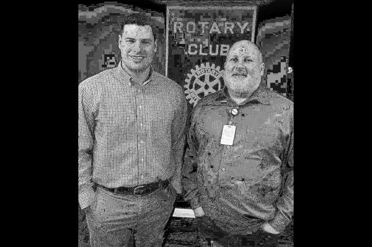 ROTARY CLUB – George Emmert, right, was the guest speaker of the Kingfisher Rotary Club last Tuesday. Emmert is a registered nurse and is program director for Mercy Hospital’s Senior Life Solutions program in Kingfisher. Emmert said the program is des