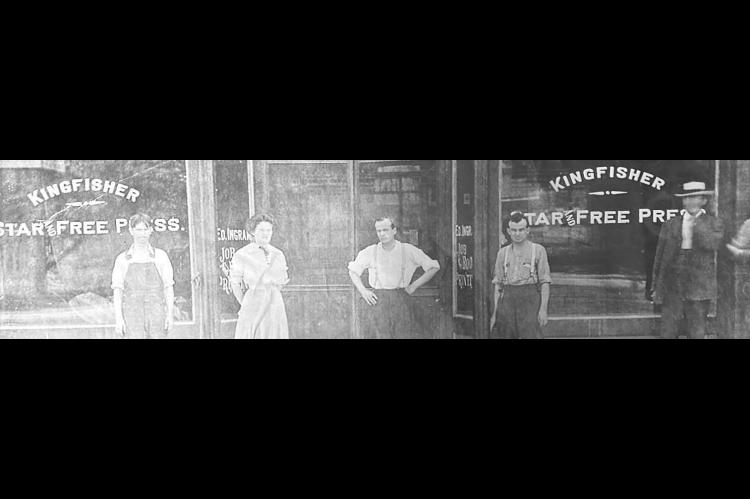 Pictured above is the staff of the Kingfisher Star and Free Press taken in front of the current Kingfisher Times and Free Press building in the early 1900’s. This is a weekly feature, which brings back the history of our community and area as chronicled