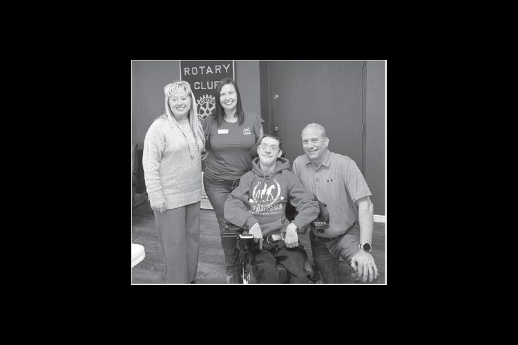 ROTARY SPEAKER Brittany Hewitt, second from left, community engagement manager of Savannah Station, is pictured with Rotarian Darcy Reherman, far left, and Hunter and Jeff Wittrock, guests of the club last Tuesday. [KT&amp;FP Staff Photo]