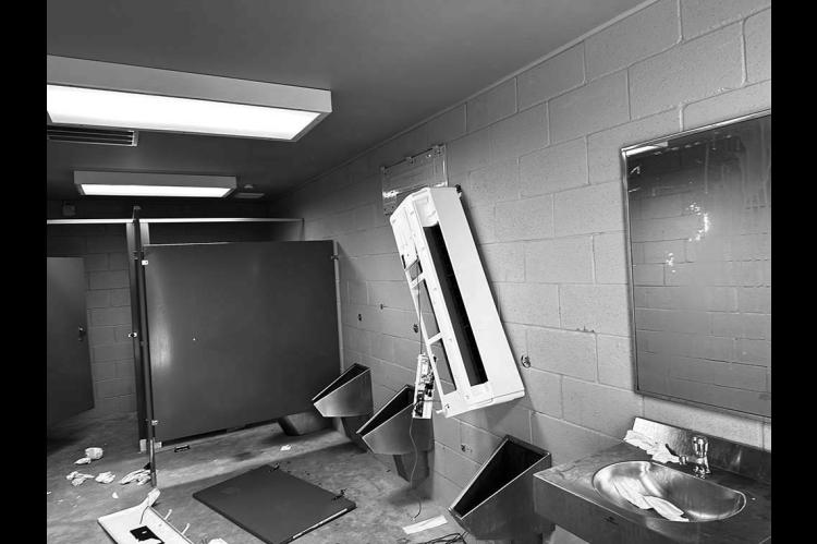 Newfield Park restroom vandalized; police seek help