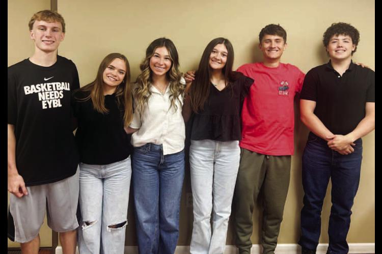 Kingfisher High School senior guests of the Kingfisher Rotary club last Tuesday were, from left, Croston Martin, Haleigh Eaton, Breahnna Hux, Lola Iniguez, Vann Burgess and Joseph Homier. [KT&amp;FP Staff Photo]