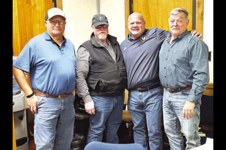 KINGFISHER COUNTY commissioners announced Monday they’d hired Randy Poindexter (third from left) as the new Kingfisher County Emergency Management director. Poindexter is a former chief of the Kingfisher Fire Department. Pictured with Poindexter after M