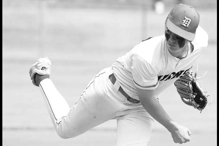 TRYPP LACK watches his pitch during Thursday’s regional championship. [KT&amp;FP Staff Photo]