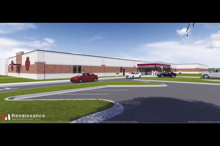 NEW-LOOK CASHION – Pictured are a pair of renderings provided by Renaissance Architecture, which has designed the changes proposed in a new Cashion bond issue. Pictured above is the outside of a 30,000 square-foot expansion to the high school. Included 
