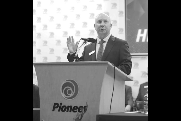 PIONEER GENERAL Manager Blake Callaham is pictured speaking during the cooperative’s 2023 annual meeting. [Photo provided]
