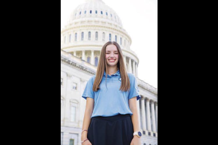 LOMEGA’S Claire Myers is pictured standing in front of the United States Capitol in Washington, D.C. She was recently named to the ODAFF’s Ag Youth Council. [Photo provided]