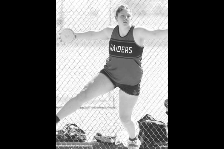 KINSLEY FISHER won gold in the discus and silver in the shot put and set a PR in both at last Saturday’s regional. [KT&amp;FP Staff Photo]