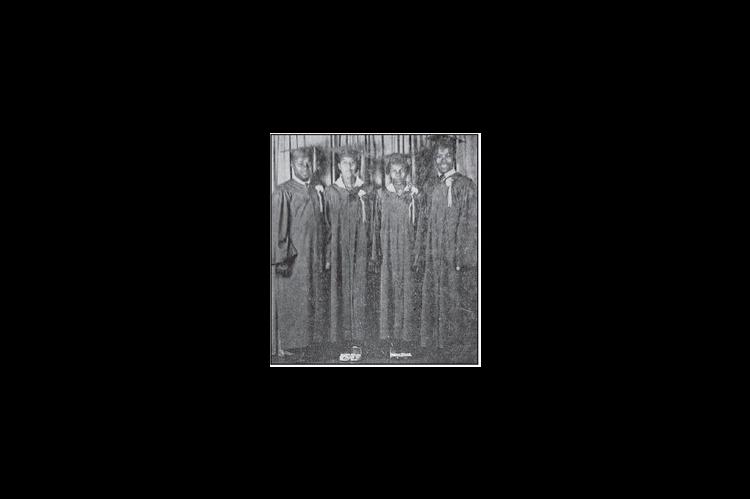 The 1951 graduating class of Kingfisher Douglass highschool is pictured above. Left to right are Herbert Chiles, Birdie J. Goodman, Zerlyne Turner and Raymond Brown. (Times, May 31, 1951)