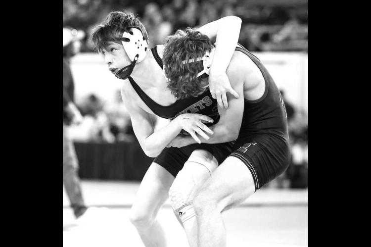 TWO-TIME state qualifier Jaxon Sheppard, pictured wrestling at the state tournament as a freshman, is among the key contributors returning to the KHS boys wrestling team this season. [KT&amp;FP Staff Photo]