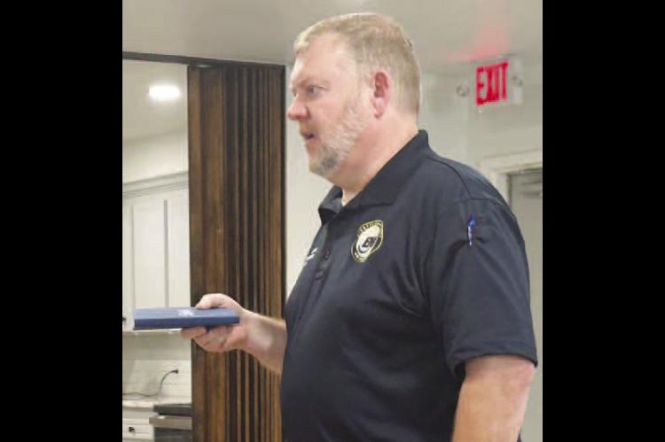 KINGFISHER COUNTY Emergency Management Director Ryan Deatherage, pictured speaking to the Kingfisher Lions Club last year, was recently nominated for a spot on the Oklahoma State Board of Education by Gov. Kevin Stitt. [KT&amp;FP Staff Photo]