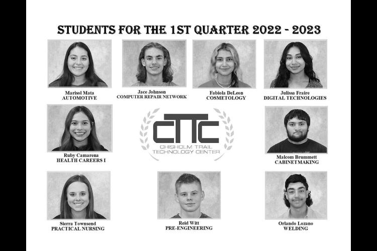 Chisholm Trail Technology Center has announced its Students of the Quarter for the first part of the 2022-23 school year