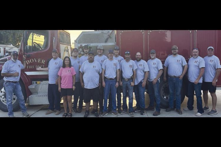 DOVER Fire Department, from left: Jeff Johnson, Clay Vincent, Holly Sisco, Lane Gardner, Stanton Sawyers, Calvin Dhonde,Derrik Fuksa, Brandon Haymaker, Yosbith Fierro, Troy Gilbert, Hesston Milner, Kenny Grellner, Laramie Bullard, Kevin Johnson and Byron 