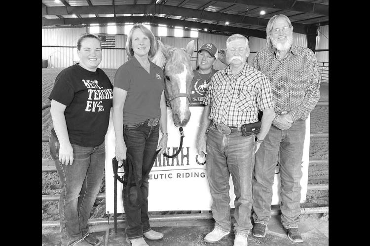 ELKS DONATE – Kingfisher Elks Lodge #2416 along with the Oklahoma Elks State President Doyle Roller presented Savannah Station Therapeutic Riding Program with a $10