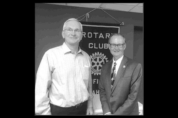 ROTARY SPEAKER Bob Blackburn, right, executive director of the Oklahoma Historical Society, with Oklahoma State Senator and Kingfisher Rotarian Darcy Jech.             [KT&amp;FP Staff Photo]