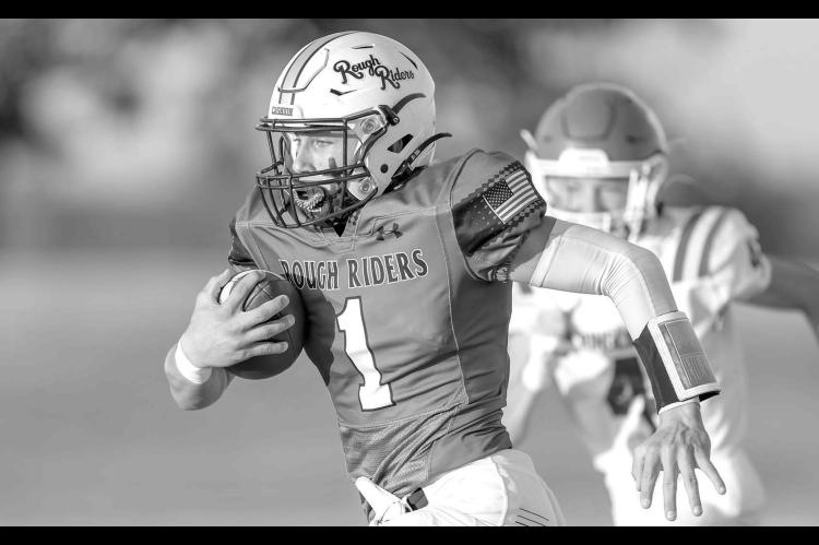 CASHION QB Kellen Smith, pictured in a game against Ringling earlier this season, threw for four touchdowns, rushed for more than 100 yards and picked off a pair of passes Thursay in his team’s win at Crescent. [Photo by Brad Stone/www.bestone.shootproof.com]