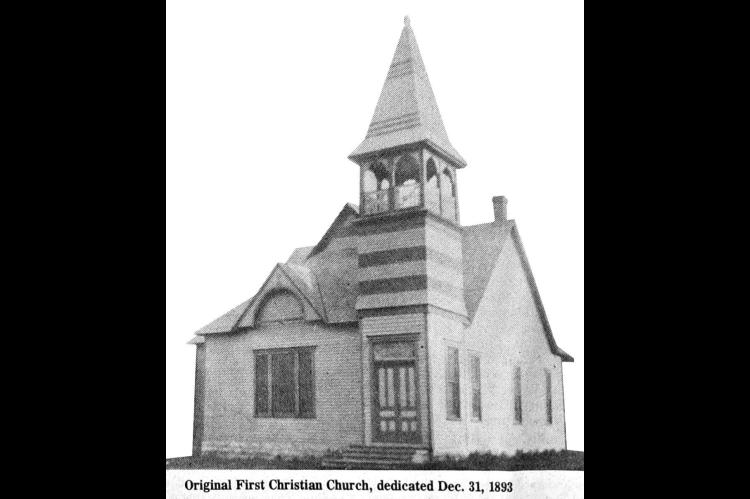 FIRST CHRISTIAN Church of Kingfisher, dedicated in December 1893. Church members are searching for the original building’s bell.