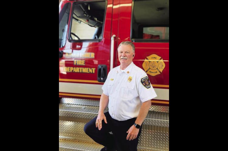 DOWN THE STRETCH – Kingfisher Fire Chief Tony Stewart has spent his entire 40-year career serving the citizens of the City of Kingfi sher and Kingfi sher County. At the end of March, Stewart will retire, handing over the reins to the new Chief Ryan Gibson. [KT&FP Staff Photo by Twila Adams]