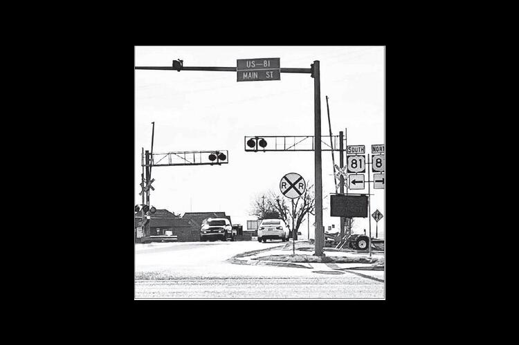 Union Pacific Railroad has posted a sign near the intersection of U.S. Highway 81 and State Highway 51 in Hennessey. The railroad company will shut down the railroad crossing on S.H. 51 just west of that intersection for repairs on Friday, April 3. It is currently scheduled to be shut down from 6 a.m. to 5 p.m. [Photo by Barb Walter]