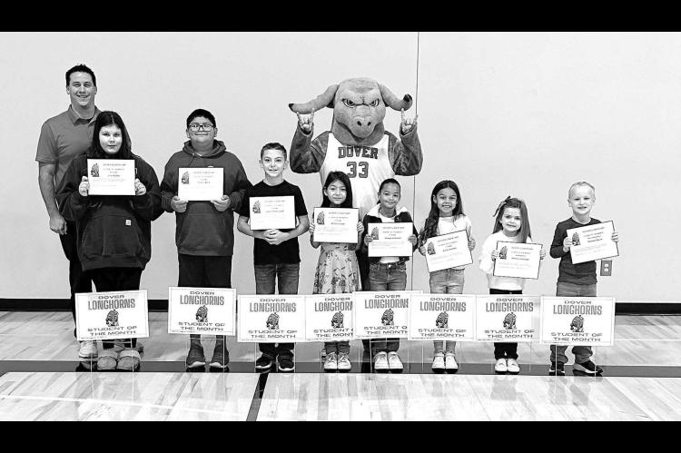 Dover Elementary has announced its Students of the Month for December 2024. Pictured with Principal Jared Reese are, from left: Lexi Robles, sixth grade; Tucker Winn, fifth grade; Judah Pendergraft, fourth grade; Payton Huber, third grade; Rowyn Kirkman, 