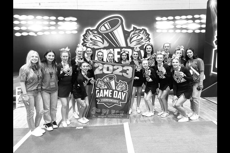 Kingfisher JH cheer 3rd at Game Day state