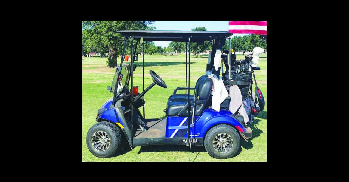 GOLF CARTS such as this one are of course welcomed at Kingfisher Golf Course, but aren’t legal on city streets. City officials on Monday discussed the possibility of changing that, but are seeking more input from the community before making a decision. [Photo provided]