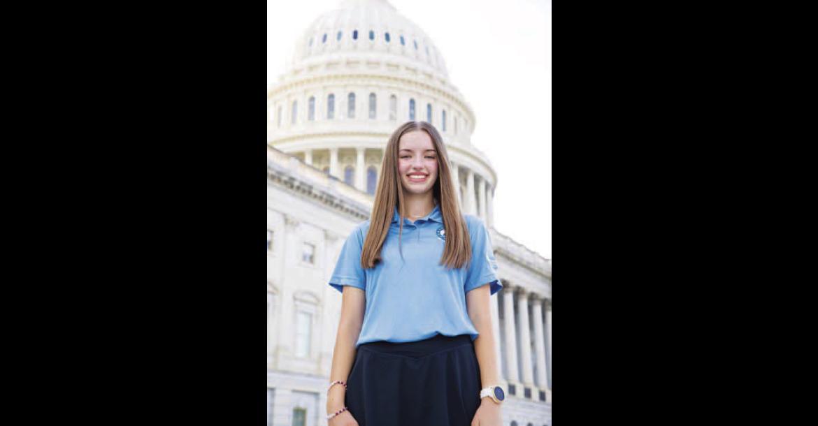 LOMEGA’S Claire Myers is pictured standing in front of the United States Capitol in Washington, D.C. She was recently named to the ODAFF’s Ag Youth Council. [Photo provided]