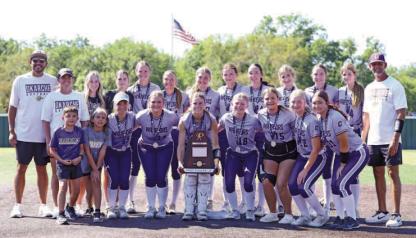 OKARCHE SOFTBALL now has its own hardware to add to the school’s illustrious trophy case. The Lady Warriors reached the championship game of the Class A state tournament last weekend. The eighth-ranked team knocked off No. 2 Caddo in the quarterfinals and No. 7 Wister in the semifinals before falling to top-ranked defending champ Arapaho-Butler in the title game. For more on Okarche’s historic run, see Page 2. [KT&amp;FP Staff Photo]