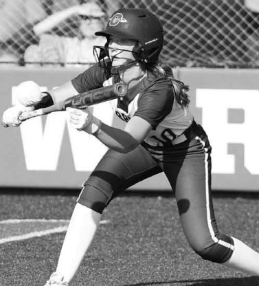 OKARCHE’S Alli Riedlinger attempts to lay down a bunt during her team’s 8-2 win Thursday against Cashion. [KT&amp;FP Staff Photo]