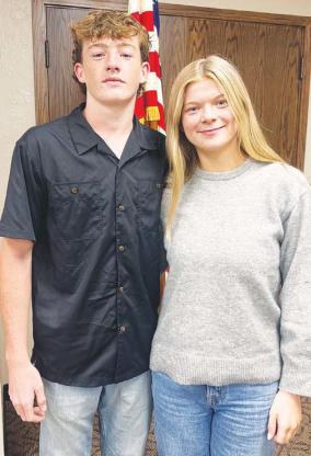 KHS SENIORS Jagger Braun, left, and Molly Weber are the October 2026 Junior Lions. The two were guests at a recent meeting of the local civic group. [KT&amp;FP Staff Photo]